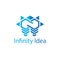Blue infinity idea with light bulb logo concept