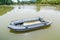 Blue inflatable boat