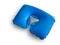 Blue inflatable pillow for a comfortable neck position . Isolated on a white background