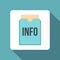 Blue info folder icon, flat style