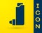 Blue Inhaler icon isolated on yellow background. Breather for cough relief, inhalation, allergic patient. Vector