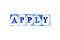 Blue ink of rubber stamp in word apply on white paper background