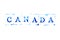 Blue ink of rubber stamp in word canada on white paper background