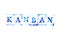 Blue ink of rubber stamp in word kanban on white paper background