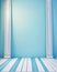 Blue interior with white columns and blue wall. 3d render illustration