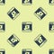 Blue Internet piracy icon isolated seamless pattern on yellow background. Online piracy. Cyberspace crime with file