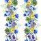 Blue irises bouquet floral botanical flowers. Watercolor background illustration set. Seamless background pattern.