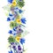 Blue irises bouquet floral botanical flowers. Watercolor background illustration set. Seamless background pattern.