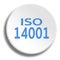 Blue ISO 14001 in round white button with shadow