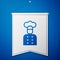 Blue Italian cook icon isolated on blue background. White pennant template. Vector