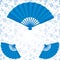 Blue Japanese fans and flowers pattern