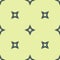 Blue Japanese ninja shuriken icon isolated seamless pattern on yellow background. Vector
