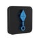 Blue Japanese ninja shuriken icon isolated on transparent background. Black square button.