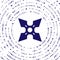 Blue Japanese ninja shuriken icon isolated on white background. Abstract circle random dots. Vector