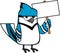 Blue Jay Bird Cartoon Character With Blank Sign