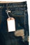 Blue jeans detail blank tag paper jeans label