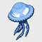 Blue jellyfish with eyes, alien character