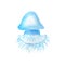 Blue jellyfish ocean luminescent underwater animal isolated on white background. Watercolor hand drawn illustration in realistic