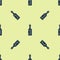 Blue Jewish wine bottle icon isolated seamless pattern on yellow background. Vector