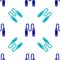 Blue Jump rope icon isolated seamless pattern on white background. Skipping rope. Sport equipment. Vector