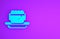 Blue Junk food icon isolated on purple background. Prohibited hot dog. No Fast food sign. Minimalism concept. 3d illustration 3D