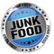 Blue junk food round glossy medal icon seal badge