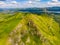 Blue Katun river and Chertov palets Altai mountains republic Russia, aerial top view