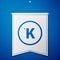 Blue Kelvin icon isolated on blue background. White pennant template. Vector