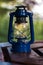 Blue kerosene vintage oil lamp.