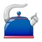 Blue kettle icon, cartoon style