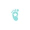 Blue kids or baby feet with star. Foot steps. New born, pregnant or coming soon child footprints