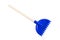 Blue kids toy rake on white background, isolate, plaything