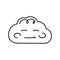 Blue kind character in the form of a cloud color line icon. Mascot of emotions.