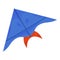 Blue kite icon, cartoon style