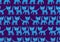 Blue kittens on purple background, seamless pattern, vector.