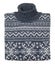 Blue knitted Christmas turtleneck sweater with nordic ornament folded on white background