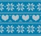 Blue Knitted stars and hearts sweater in Norwegian style.