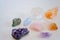 Blue Lace Agate, Amethyst, clear quartz, citrine, calcite and rose quartz