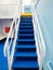 Blue ladder details on ferry boat deck