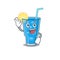 Blue lagoon cocktail mascot design style showing Okay gesture finger