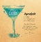 Blue Lagoon cocktails watercolor kraft