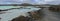 Blue Lagoon Landscape Panorama in Evening Light, Grindavik, Volcanic Reykjanes Peninsula, Iceland