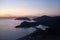 Blue lagoon on Lycian way at sunset in Oludeniz, Mugla, Turkey