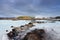 The Blue Lagoon pools in front of the geothermal plant.