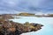 The Blue Lagoon pools in front of the geothermal plant.
