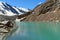 Blue lake in Aktru valley. Altai Republic, Russia