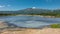 Blue lake in the caldera of an extinct volcano.