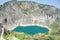 Blue lake in the crater of an extinct volcano in Croatia..