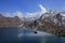 Blue lake Gosainkunda. Holy lake in the Himalayas, Nepal.