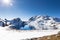 Blue lake mountains covered snow, Gosaikunda Nepal.